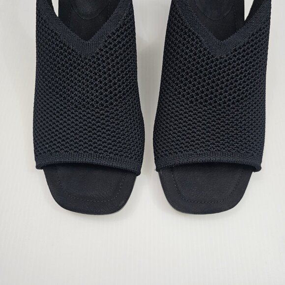 Eileen Fisher Trudy Sandal Womens 9 Black Stretch Knit Block Heel Slingback - Picture 5 of 12